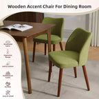 Lot de 2 chaises de salle à manger avec pieds en bois, dossier ailé en tissu avec coussins épais pour salle à manger, salon