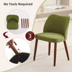 Lot de 2 chaises de salle à manger avec pieds en bois, dossier ailé en tissu avec coussins épais pour salle à manger, salon