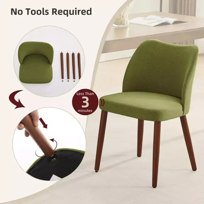 Lot de 2 chaises de salle à manger avec pieds en bois, dossier ailé en tissu avec coussins épais pour salle à manger, salon
