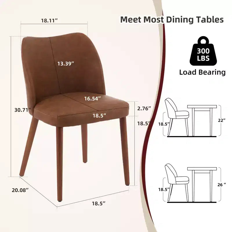 Lot de 2 chaises de salle à manger avec pieds en bois, dossier ailé en tissu avec coussins épais pour salle à manger, salon
