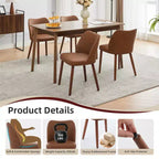 Lot de 2 chaises de salle à manger avec pieds en bois, dossier ailé en tissu avec coussins épais pour salle à manger, salon