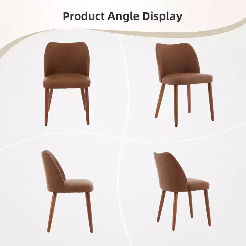 Lot de 2 chaises de salle à manger avec pieds en bois, dossier ailé en tissu avec coussins épais pour salle à manger, salon