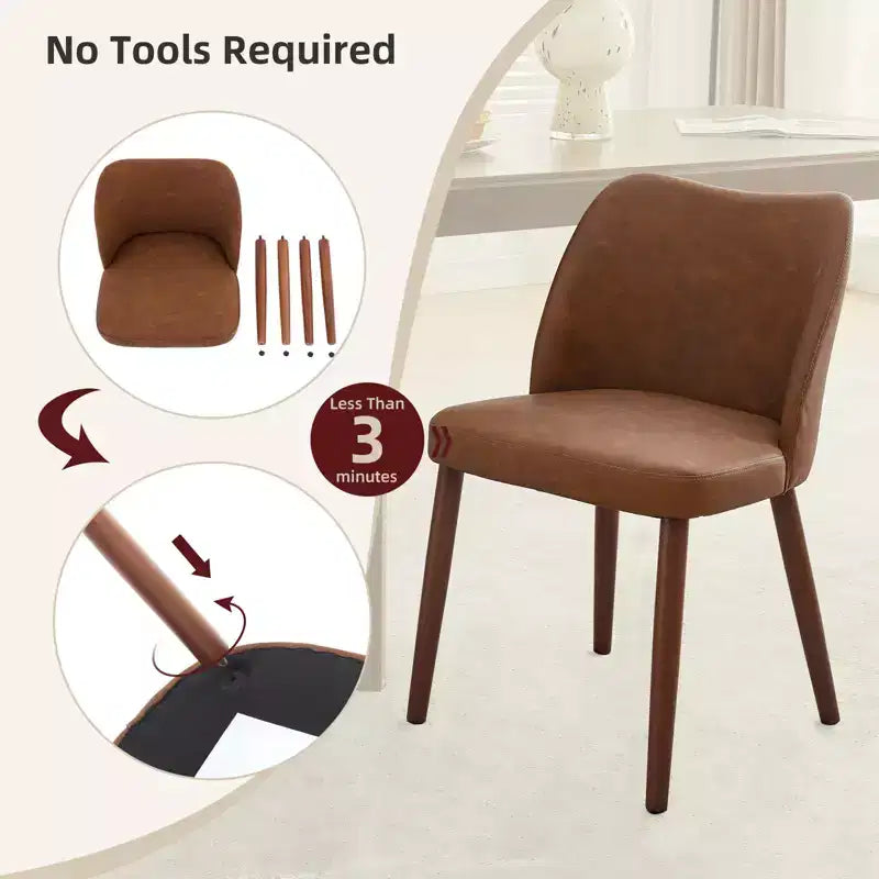 Lot de 2 chaises de salle à manger avec pieds en bois, dossier ailé en tissu avec coussins épais pour salle à manger, salon