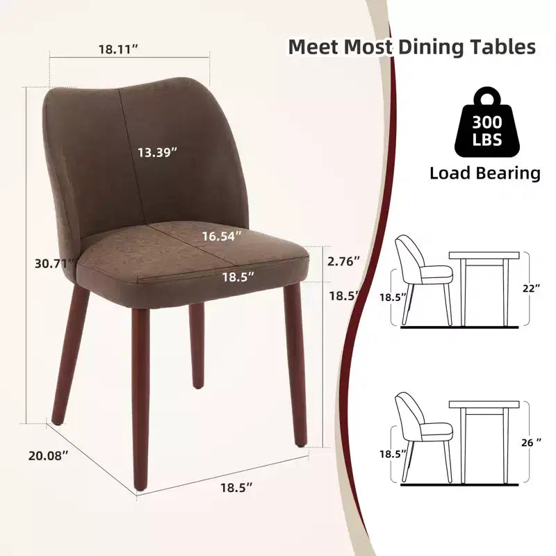 Lot de 2 chaises de salle à manger avec pieds en bois, dossier ailé en tissu avec coussins épais pour salle à manger, salon