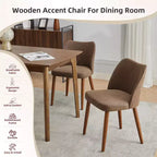 Lot de 2 chaises de salle à manger avec pieds en bois, dossier ailé en tissu avec coussins épais pour salle à manger, salon