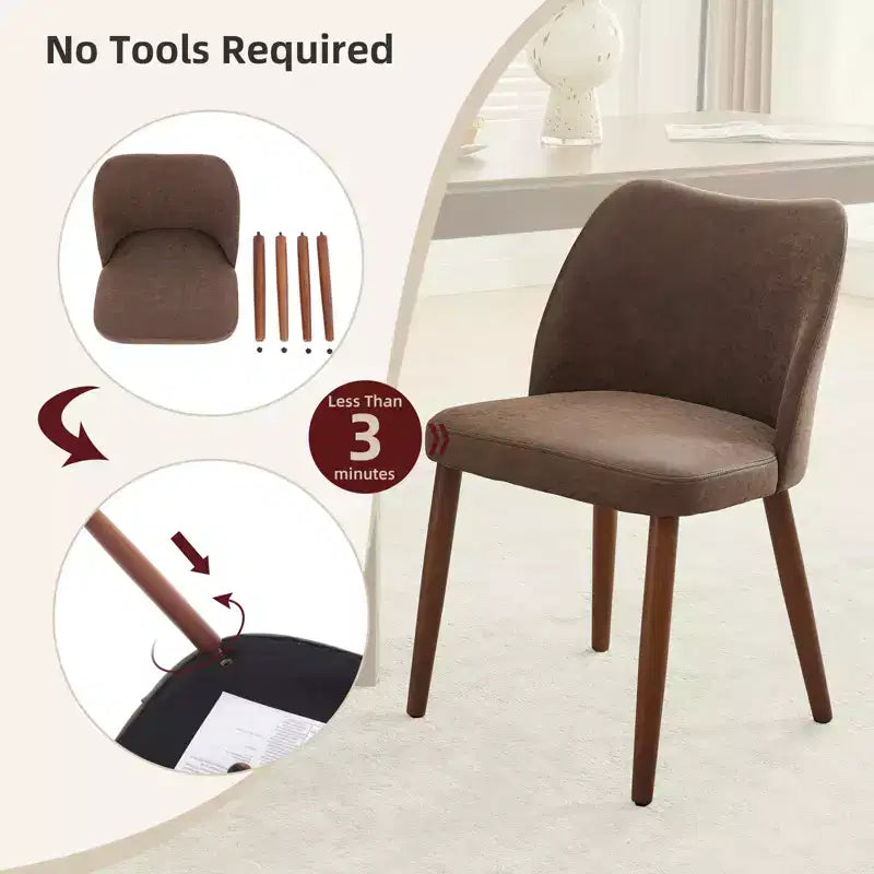 Lot de 2 chaises de salle à manger avec pieds en bois, dossier ailé en tissu avec coussins épais pour salle à manger, salon