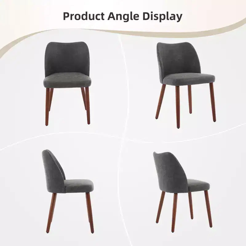 Lot de 2 chaises de salle à manger avec pieds en bois, dossier ailé en tissu avec coussins épais pour salle à manger, salon