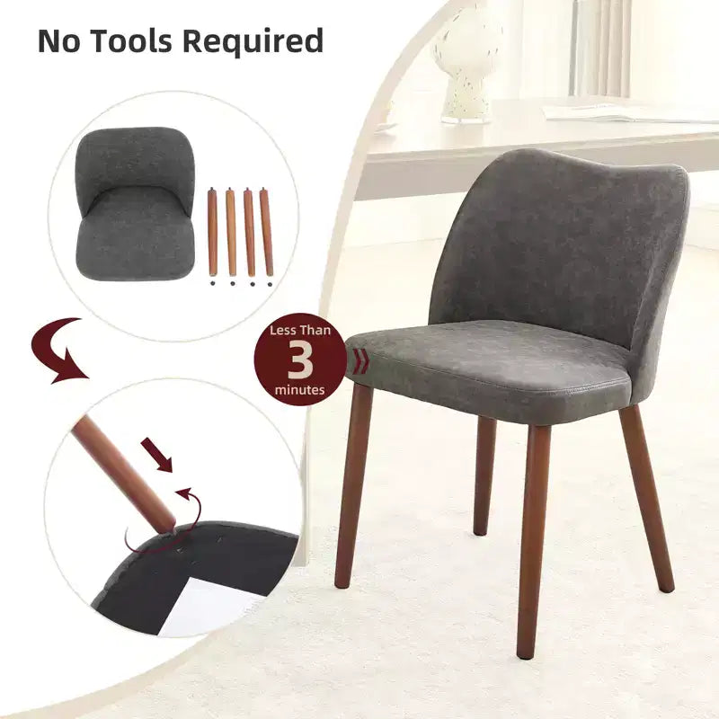 Lot de 2 chaises de salle à manger avec pieds en bois, dossier ailé en tissu avec coussins épais pour salle à manger, salon