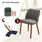 Lot de 2 chaises de salle à manger avec pieds en bois, dossier ailé en tissu avec coussins épais pour salle à manger, salon
