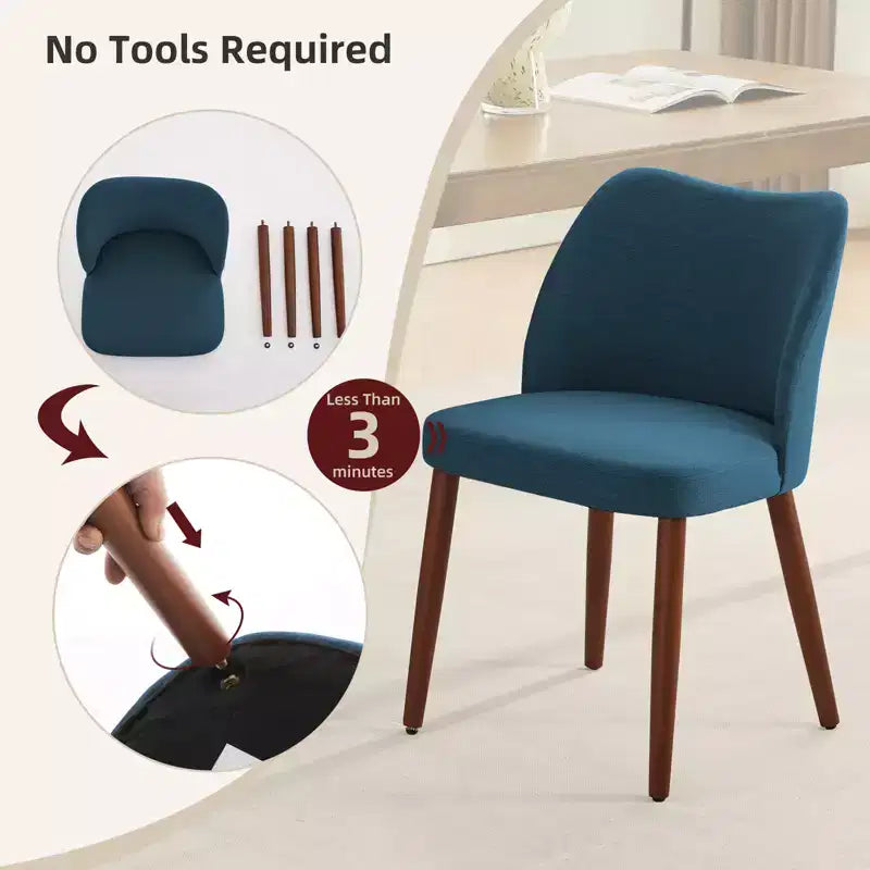 Lot de 2 chaises de salle à manger avec pieds en bois, dossier ailé en tissu avec coussins épais pour salle à manger, salon