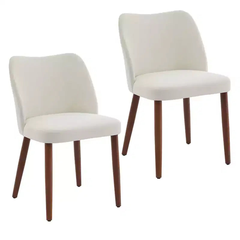 Lot de 2 chaises de salle à manger avec pieds en bois, dossier ailé en tissu avec coussins épais pour salle à manger, salon