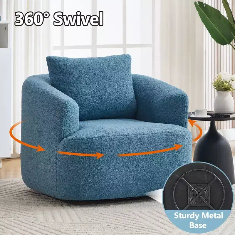 Fauteuil pivotant Okak Modern 360° avec coussin moelleux, petit fauteuil d'appoint, canapé simple pour salon, bureau, appartement