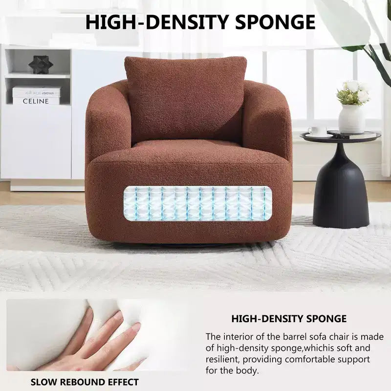 Fauteuil pivotant Okak Modern 360° avec coussin moelleux, petit fauteuil d'appoint, canapé simple pour salon, bureau, appartement