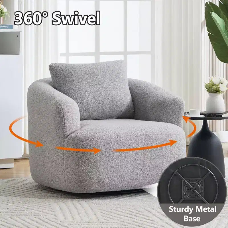 Fauteuil pivotant Okak Modern 360° avec coussin moelleux, petit fauteuil d'appoint, canapé simple pour salon, bureau, appartement