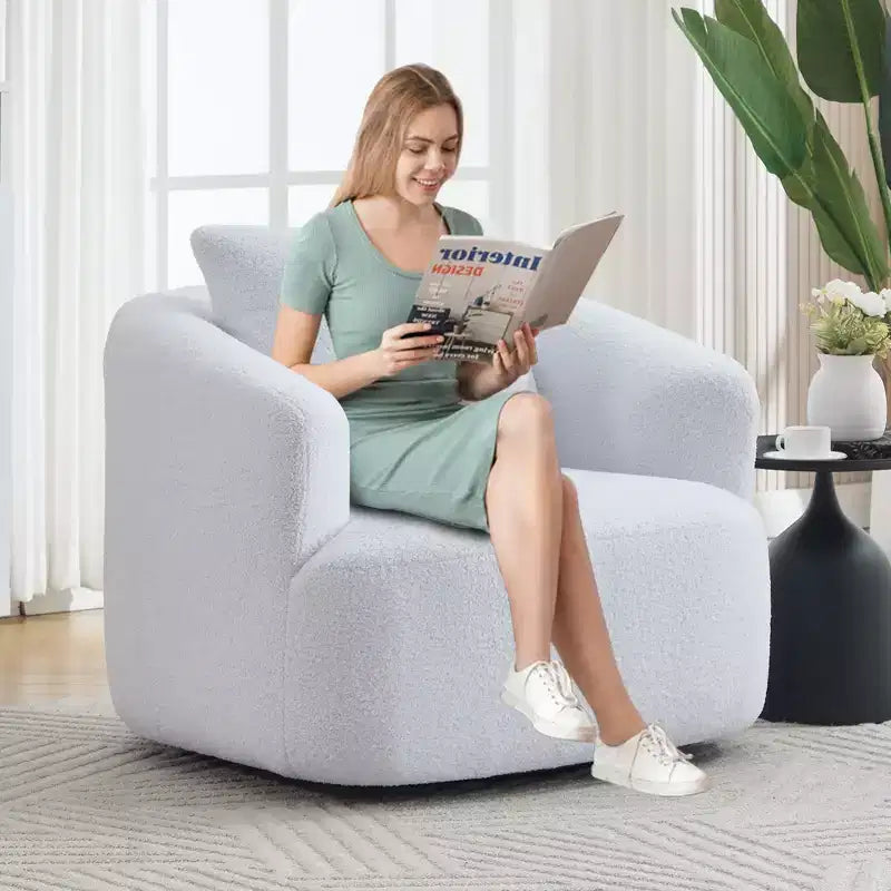 Fauteuil pivotant Okak Modern 360° avec coussin moelleux, petit fauteuil d'appoint, canapé simple pour salon, bureau, appartement
