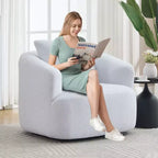 Fauteuil pivotant Okak Modern 360° avec coussin moelleux, petit fauteuil d'appoint, canapé simple pour salon, bureau, appartement