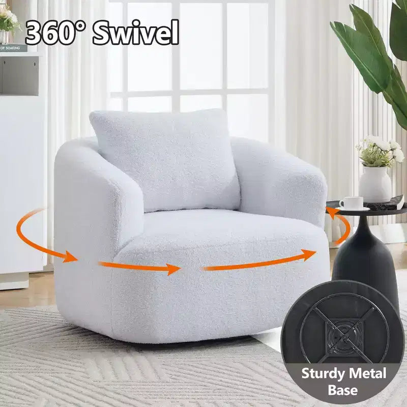 Fauteuil pivotant Okak Modern 360° avec coussin moelleux, petit fauteuil d'appoint, canapé simple pour salon, bureau, appartement