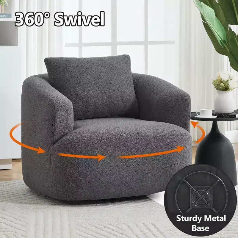 Fauteuil pivotant Okak Modern 360° avec coussin moelleux, petit fauteuil d'appoint, canapé simple pour salon, bureau, appartement