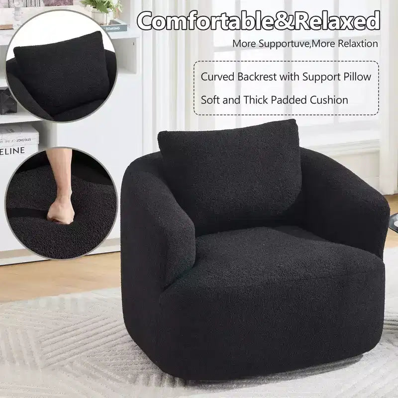 Fauteuil pivotant Okak Modern 360° avec coussin moelleux, petit fauteuil d'appoint, canapé simple pour salon, bureau, appartement