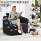 Fauteuil pivotant Okak Modern 360° avec coussin moelleux, petit fauteuil d'appoint, canapé simple pour salon, bureau, appartement
