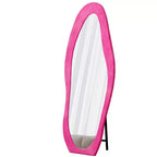 Okak Miroir corporel irrégulier en flanelle ondulée 63 x 24 pouces, miroir pleine longueur à cadre en bois avec support, miroir mural pour dressing, salon
