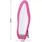 Okak Miroir corporel irrégulier en flanelle ondulée 63 x 24 pouces, miroir pleine longueur à cadre en bois avec support, miroir mural pour dressing, salon