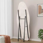 Okak Miroir corporel irrégulier en flanelle ondulée 63 x 24 pouces, miroir pleine longueur à cadre en bois avec support, miroir mural pour dressing, salon