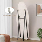 Okak Miroir corporel irrégulier en flanelle ondulée 63 x 24 pouces, miroir pleine longueur à cadre en bois avec support, miroir mural pour dressing, salon