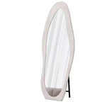 Okak Miroir corporel irrégulier en flanelle ondulée 63 x 24 pouces, miroir pleine longueur à cadre en bois avec support, miroir mural pour dressing, salon