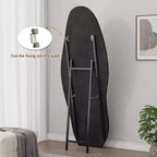 Okak Miroir corporel irrégulier en flanelle ondulée 63 x 24 pouces, miroir pleine longueur à cadre en bois avec support, miroir mural pour dressing, salon