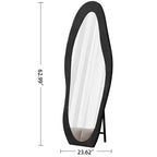 Okak Miroir corporel irrégulier en flanelle ondulée 63 x 24 pouces, miroir pleine longueur à cadre en bois avec support, miroir mural pour dressing, salon
