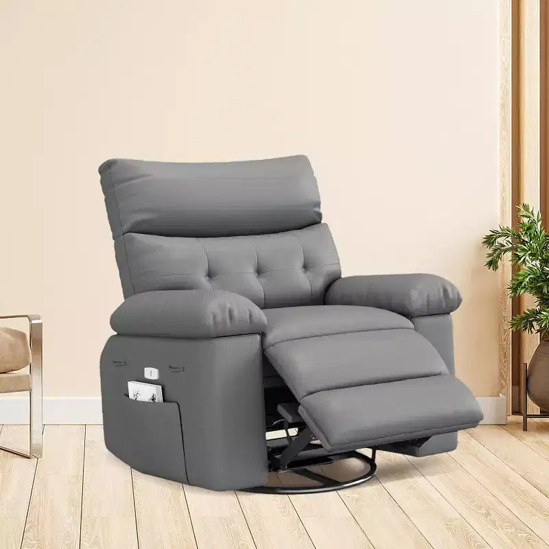 Fauteuil inclinable releveur, inclinable pivotant à 360° en cuir PU avec massage et chauffage, siège de canapé à bascule pour salon, chambre à coucher