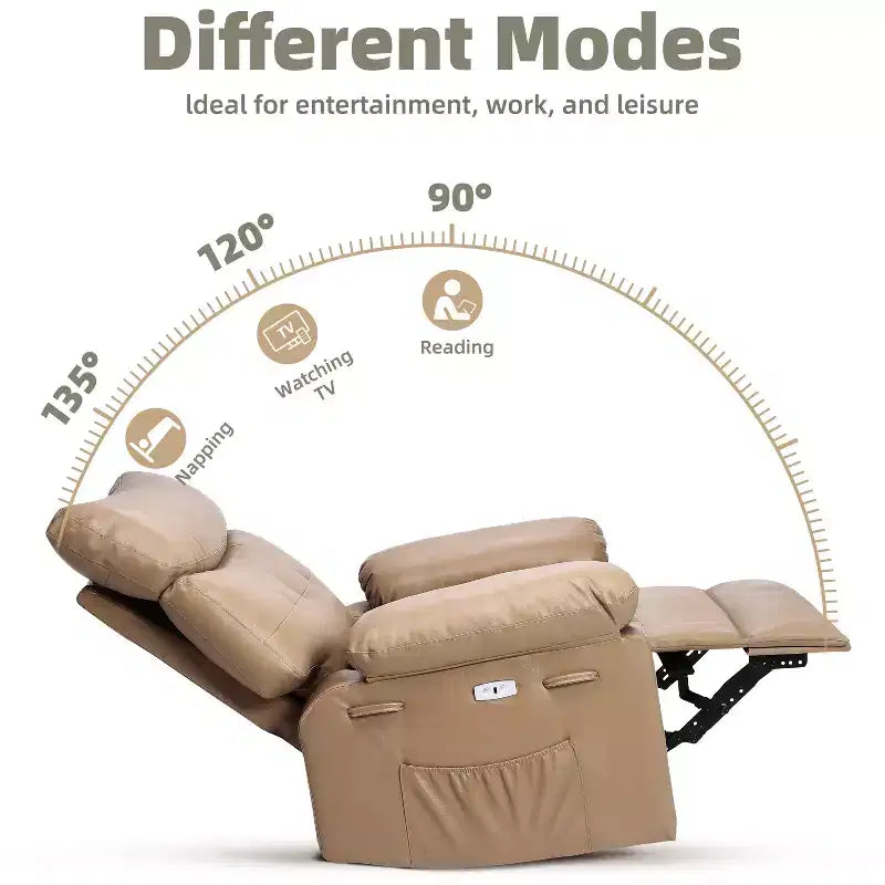 Fauteuil inclinable releveur, inclinable pivotant à 360° en cuir PU avec massage et chauffage, siège de canapé à bascule pour salon, chambre à coucher