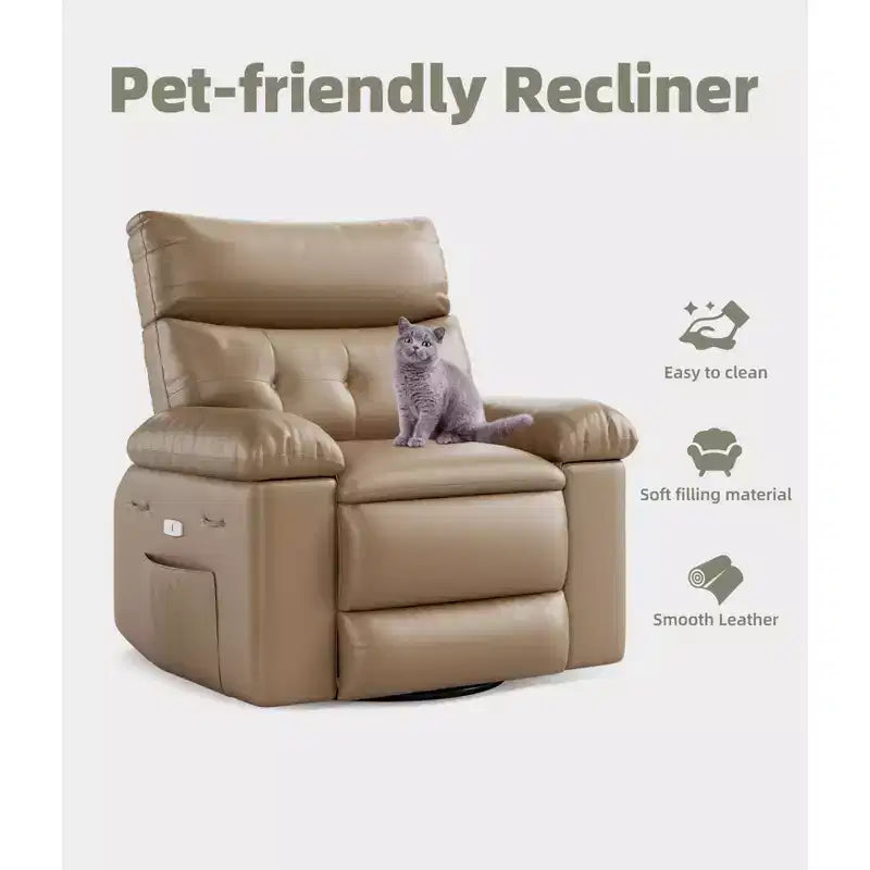 Fauteuil inclinable releveur, inclinable pivotant à 360° en cuir PU avec massage et chauffage, siège de canapé à bascule pour salon, chambre à coucher