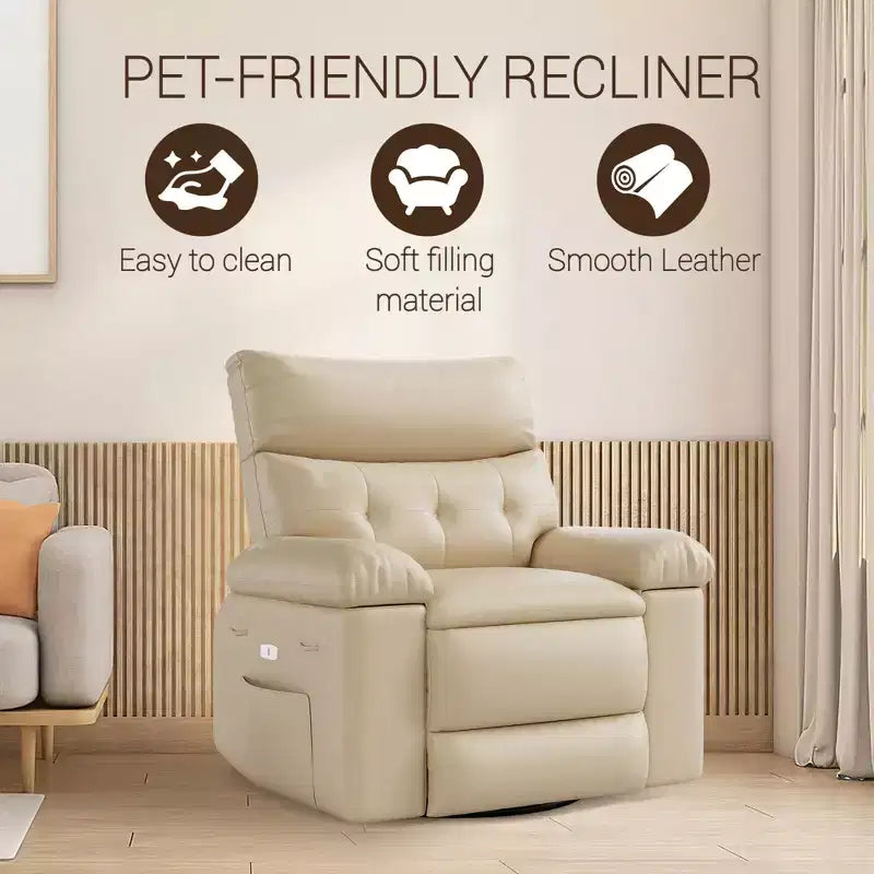 Fauteuil inclinable releveur, inclinable pivotant à 360° en cuir PU avec massage et chauffage, siège de canapé à bascule pour salon, chambre à coucher