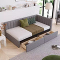 Bellemave Twin Size Upholstered Daybed with Storage Drawers,Linen Daybed Frame,Sofa Bed for Living Room Bedroom,Gray