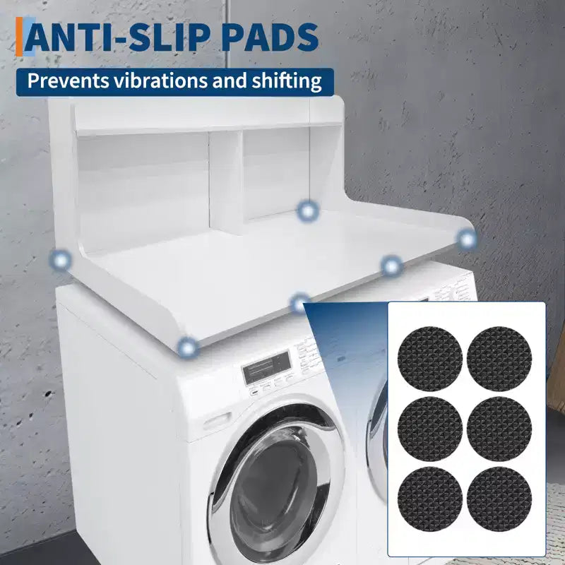 Plan de travail pour lave-linge/sèche-linge à 2 niveaux, comptoir de buanderie en bois avec rebords, cache-lave-linge/sèche-linge étanche avec patins antidérapants pour rangement dans la buanderie