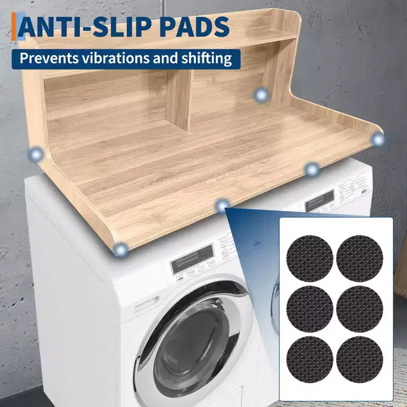 Plan de travail pour lave-linge/sèche-linge à 2 niveaux, comptoir de buanderie en bois avec rebords, cache-lave-linge/sèche-linge étanche avec patins antidérapants pour rangement dans la buanderie