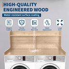 Plan de travail pour lave-linge/sèche-linge à 2 niveaux, comptoir de buanderie en bois avec rebords, cache-lave-linge/sèche-linge étanche avec patins antidérapants pour rangement dans la buanderie