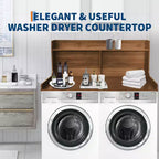 Plan de travail pour lave-linge/sèche-linge à 2 niveaux, comptoir de buanderie en bois avec rebords, cache-lave-linge/sèche-linge étanche avec patins antidérapants pour rangement dans la buanderie
