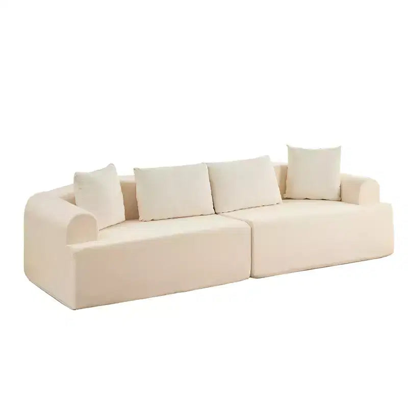 Canapé d'angle modulable incurvé 104 en tissu chenille, design minimaliste moderne, compressé, aucun assemblage requis