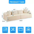 Canapé d'angle modulable incurvé 104 en tissu chenille, design minimaliste moderne, compressé, aucun assemblage requis