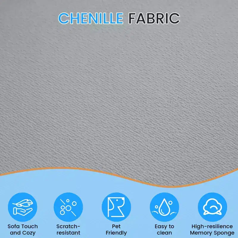 Canapé d'angle modulable incurvé 104 en tissu chenille, design minimaliste moderne, compressé, aucun assemblage requis