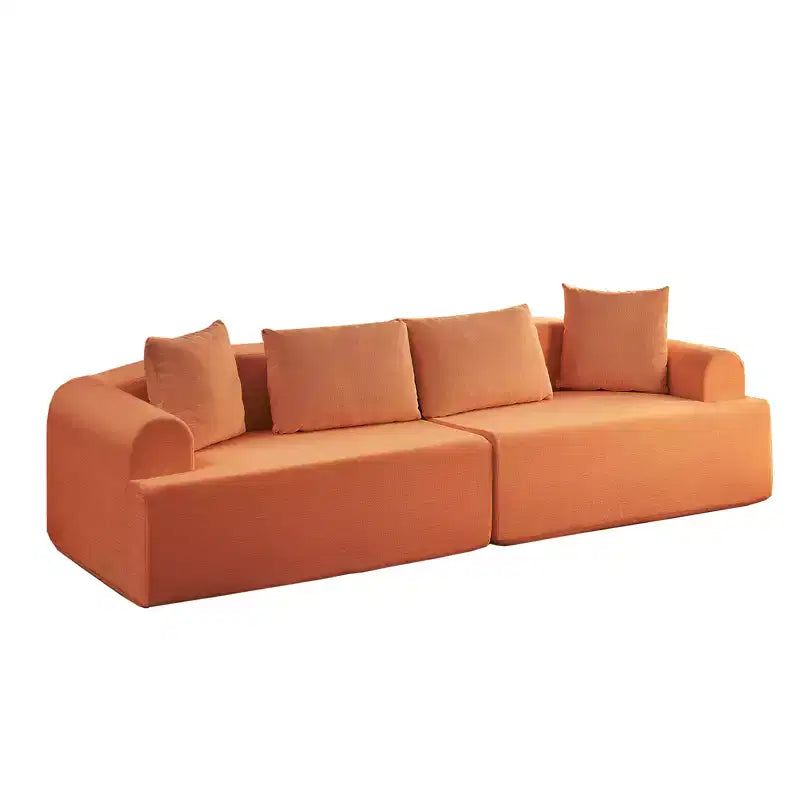 Canapé d'angle modulable incurvé 104 en tissu chenille, design minimaliste moderne, compressé, aucun assemblage requis