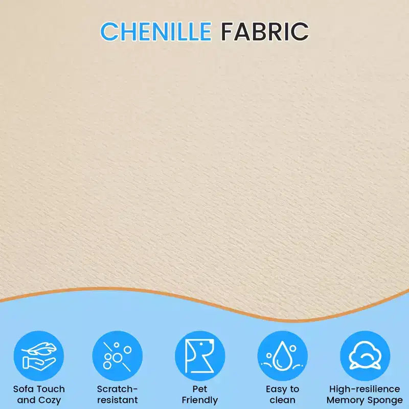 Canapé d'angle modulable incurvé 104 en tissu chenille, design minimaliste moderne, compressé, aucun assemblage requis