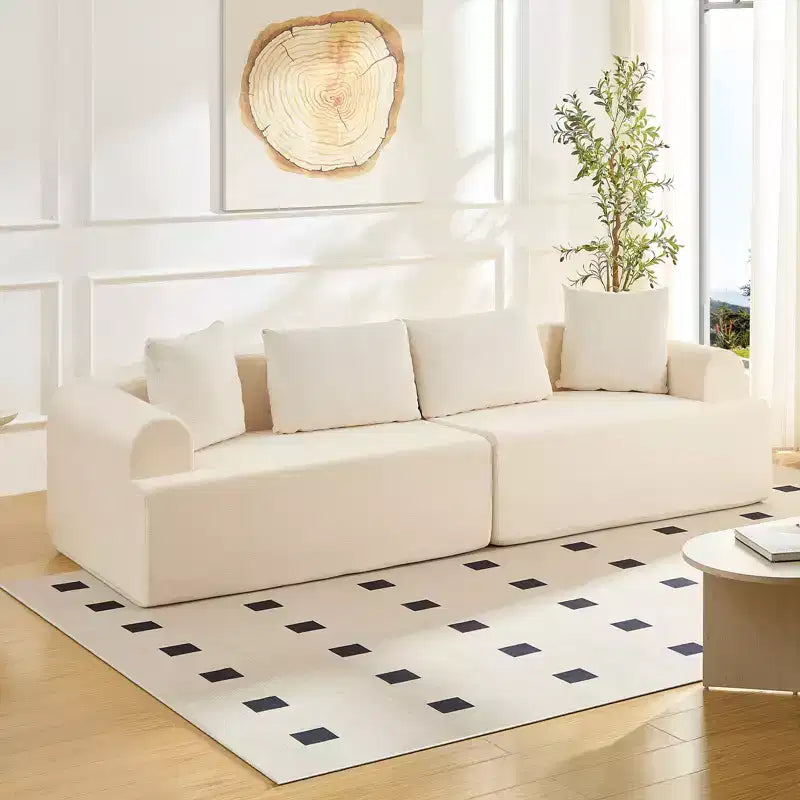 104 Curved Modular Sectional Sofa in Chenille Fabric Modern Minimalist Design Compressed No Assembly Required