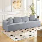 Canapé d'angle modulable incurvé 104 en tissu chenille, design minimaliste moderne, compressé, aucun assemblage requis