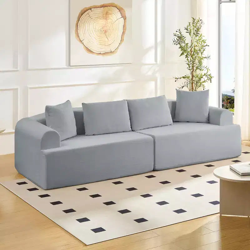 Canapé d'angle modulable incurvé 104 en tissu chenille, design minimaliste moderne, compressé, aucun assemblage requis