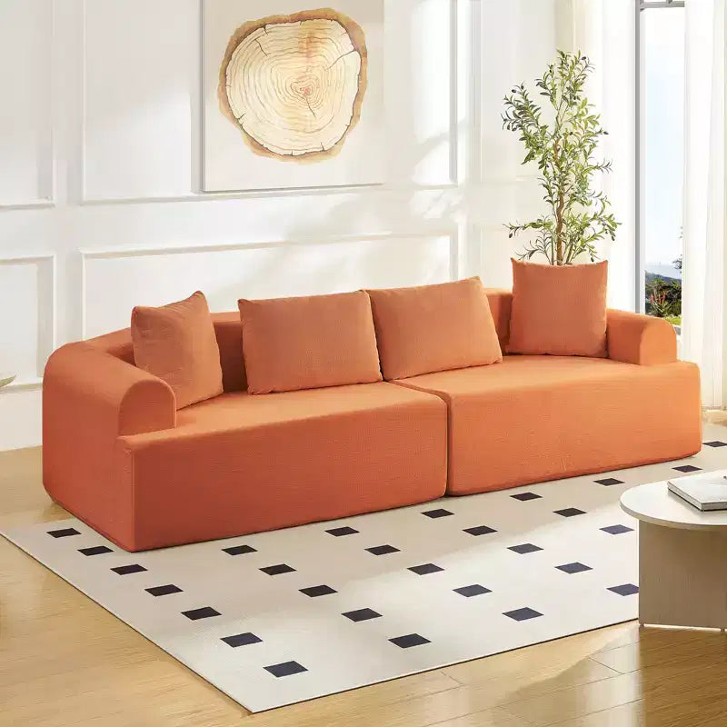 Canapé d'angle modulable incurvé 104 en tissu chenille, design minimaliste moderne, compressé, aucun assemblage requis