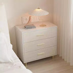 Commode, meuble de rangement à 3 tiroirs, table de chevet moderne avec poignées et pieds en métal doré, petite commode en bois pour chambre, salon